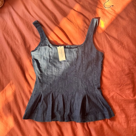 NWT Banana Republic Denim Button Bustier Top Peplum Size 0 - Picture 5 of 6